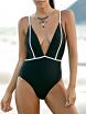 Backless Plunging Neck High Waisted One Piece Swimwear