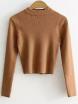 Mock Neck Cropped Pullover Sweater