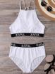 High Neck Logo Band Bikini Set