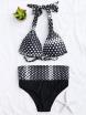 Polka Dot Molded Cups Halter Bikini Set