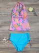 High Waisted Paisley Runched Tankini