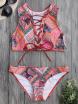 Lace Up Paisley Printed Bikini Set