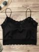 Satin Lace Panel Cropped Top