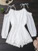 Lace Trim Tie Shoulder Romper With Dot