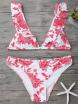 Ruffle Straps Floral Plunge Bikini Set