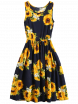 Sleeveless Drawstring Waist Sunflower Dress