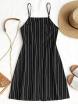 Drawstring Striped Open Back Mini Dress