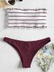 Striped Smocked Bandeau Bikini Set