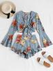 Bell Sleeve Floral Tie Front Matching Set