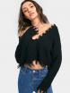 Oversized Frayed Cropped Pullover Sweater