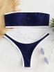 Contrast Trim Bandeau Bikini Set