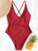 Self Tie Cross Back High Cut Swimsuit