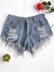 Frayed Hem Ripped Denim Shorts