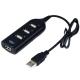 4 Port Mini USB 2.0 Hub for Laptop PC High Speed 480Mbps Black