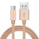 1M Micro USB Pure Color Woven Data  Cable  Earthly Gold For Android