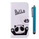 for iPhone X  Painted PU Leather Phone Protective Case With Stylus - Hello Panda