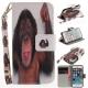 Cover Case for IPhone 5 5S SE Monkey PU+TPU Leather with Stand and Card Slots Magnetic Closure