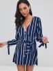 Striped Long Sleeve V Neck Shirt Dress