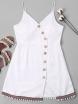 Pompom Trim Cami Button Up Dress