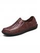 Comfortable Breathable Slip-on Men Leather Knitting Shoes