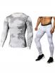 Male Grid T-shirt Compression Pants Fitness Training Suit