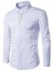 Male Cotton Tops Casual Long Sleeve Shirt with Hid Button