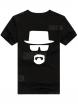 Male Slim Fitting Eyeglasses Hat Pattern Short Sleeve T-shirt