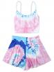 Female Gradient Flower Print Two-piece Bikini Tops Briefs