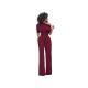 Women Off The Shoulder Elegant Jumpsuits Women Plus Size Rompers Womens Jumpsuits Short Sleeve Female Overalls-wine Red