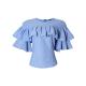 Multi Frill Fitted Lace Blouse - Sky Blue