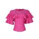 Multi Frill Fitted Lace Blouse - Pink
