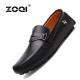 Slip-ons & Loafer ZOQI Fashion Pria Potongan Rendah Asli Leather Flat Shoes (Hitam)-Intl