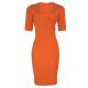 Drape Detail Corporate Dress - Orange