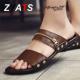 ZYATS 2017 New Summer Men Fashion Beach Shoes Leather Slippers for Men Lelaki Sandals Brown