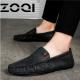 ZOQI Pria Flats Casual Nyaman Mengemudi Sepatu Kulit Asli Loafers untuk Sepatu Pria Moccasin Musim Panas Pria Alas Kaki (hitam) -Intl