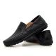 Mens Plus Size 37-47 Mens Leather Shoes Handmade Summer Casual ShoeBreathable Man Loafer-Black