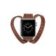 Double Ring Embossing Top-grain Leather Wrist Watch Band with Stainless Steel Buckle for Apple Watch Series 3 & 2 & 1 42mm(Brown)