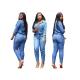 Fashion Women Long Sleeve Denim Jumpsuit Plus Size Large Loose Jumpsuits