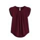 Women Chiffon Solid Pure Basic Soft Short Sleeve Button T-Shirt Blouse Tops