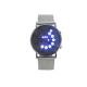 Fovibery LED Round Mirror Blue Circles Stainless Steel Watch