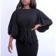 Black Loose Top With Puffed Sleeve