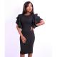 Triple Flared Sleeve Bodycon Dress - Black