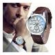 Tectores 2018 Fashion Multifunction Luxury Fashion Faux Leather Mens Blue Ray Glass Quartz Analog Watches