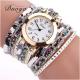 Hiamok_Watches Women Popular Quartz Watch Luxury Bracelet Flower Gemstone Wristwatch