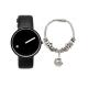 Miyoko Stainless Steel Watch Bundle With Snake Chain Bead Barrel Clasp Bracelet -Silver