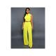 S-2XL Plus Size Large Casual Belted Wide Leg Full Length Women Jumpsuit Jumpsuits Rompers -yellow