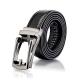 Men Automatic PU Leather Belt Male Pin-less Metal Buckle Leather Waist Belt-Black