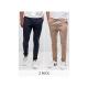 Smart 2-In-1 Men's Chino Trousers - Navy Blue/carton Brown