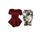 Peplum Top And Floral Pencil Skirt -  Ruby