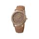 Lady Design Dial Leather Band Analog Geneva Quartz Wrist Watch-Khaki